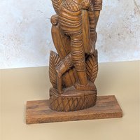 1970s Ornate Hand Carved Wood Balinese Woman Statue