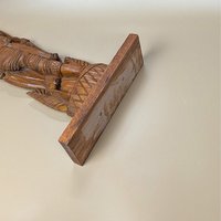 1970s Ornate Hand Carved Wood Balinese Woman Statue