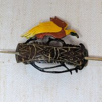 Vintage Hand-Carved Wood Bird Hair Slide – Bird of Paradise Boho Hair Pin