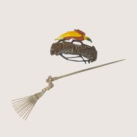 Vintage Hand-Carved Wood Bird Hair Slide