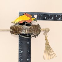 Vintage Hand-Carved Wood Bird Hair Slide
