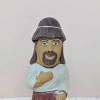 1990s Hand-Painted Clay Man Whistle – Rustic Global Folk Art Ocarina