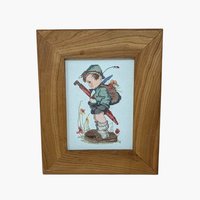 Vintage M.J. Hummel It Looks Like Rain: Framed Cross-stitch