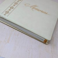 Vintage Memories Photo Album – Large White Gold Embossed Scrapbook 