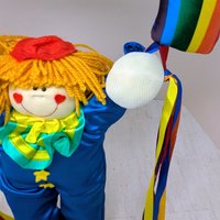 1984 Dakin Plush Clown Hanging – Vintage Rainbow Wall Decor 80s Nursery Art