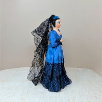 1960s Spanish Senorita Doll – Mid-Century Modern Blue Satin & Black Lace Mantilla Folk Art Figurine
