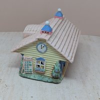 1990s Midwest Cottontail Lane Station – Pastel Easter Village Porcelain Train Depot