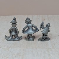 1980s Pewter Clown Figurine Set – Miniature Circus Vibe Curio Shelf Collection