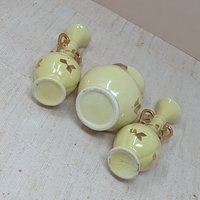 Vintage Yellow & Gold Ceramic Vase Collection – Mid Century Spring Decor