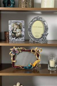 Trio of Assorted Decorative Metal and Enamel Photo Frames