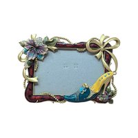 Vintage Jeweled High Heel Photo Frame – Enameled Flower & Crystal 3.5x5
