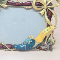 Vintage Jeweled High Heel Enamel Photo Frame 