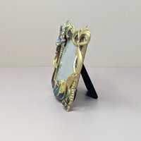 Vintage Jeweled High Heel Photo Frame – Enameled Flower & Crystal 3.5x5