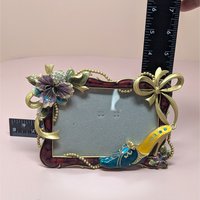 Vintage Jeweled High Heel Photo Frame – Enameled Flower & Crystal 3.5x5