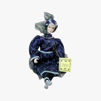 Vintage Kingstate Porcelain Harlequin – Purple & Silver Jester Doll