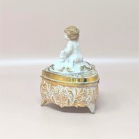 Vintage Gilt Cherub Trinket Box 