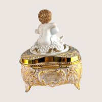 1970s Hollywood Regency Cherub Trinket Box 