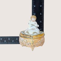 1970s Hollywood Regency Cherub Trinket Box 