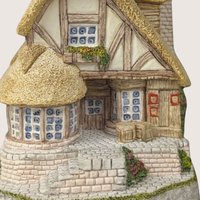 Signed Vintage David Winter Cottage: Audrey's Tea Room Miniature Sculpture