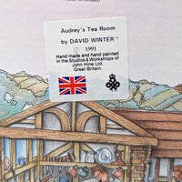 Signed Vintage David Winter Cottage: Audrey's Tea Room Miniature Sculpture