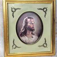 1950s Turner Framed Head of Christ Portrait Print