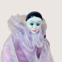 1980s Pink Pierrot Porcelain Clown Doll