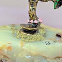 Vintage Ron Lee Dancing Pinky Clown: 24K Gold Plate & Marble