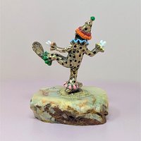 Vintage Ron Lee Dancing Pinky Clown: 24K Gold Plate & Marble