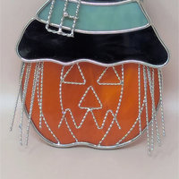 1990s Stained Glass Pumpkin – Halloween Decor