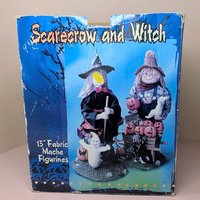 1996 Halloween Pair – 1990s Fabric Mache Autumn Decor