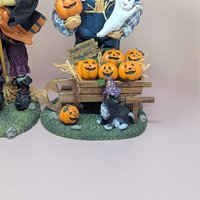 1996 Halloween Pair – 1990s Fabric Mache Autumn Decor