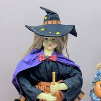 1996 Halloween Pair – 1990s Fabric Mache Autumn Decor