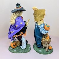 1996 Halloween Pair – 1990s Fabric Mache Autumn Decor