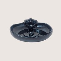 1930s Ornate Handled Black Glass Dish