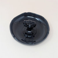 930s Unmarked Ornate Handled Dish – Art Deco Black Amethyst Glass Vanity Tray