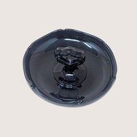 1930s Ornate Handled Black Glass Dish