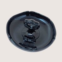 1930s Ornate Handled Black Glass Dish