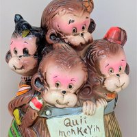 Barrel of Monkeys Ceramic Bank – Whimsical Kitschy Coin Saver