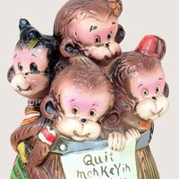Vintage Barrel of Monkeys Ceramic Bank