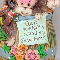 Barrel of Monkeys Ceramic Bank – Whimsical Kitschy Coin Saver