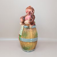 Barrel of Monkeys Ceramic Bank – Whimsical Kitschy Coin Saver