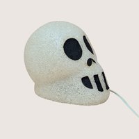 1970s Melted Plastic Popcorn Halloween Skull Light Up Decoration