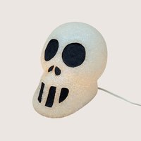 1970s Melted Plastic Popcorn Halloween Skull Light Up Decoration