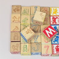 1970 Playskool Disney Wood Safety Blocks