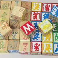 1970 Playskool Disney Wood Safety Blocks