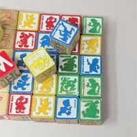 1970 Playskool Disney Wood Safety Blocks