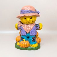 1970s Halloween Ceramic Scarecrow and Jack O Lantern Figurines