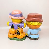1970s Halloween Ceramic Scarecrow and Jack O Lantern Figurines