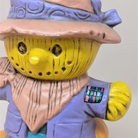 1970s Halloween Figurines – Handpainted Ceramic Scarecrow and Jack O Lantern