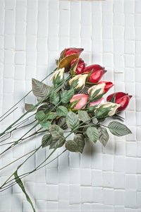 Mid Century Glossy Artificial Rose Bouquet: Assorted Colors